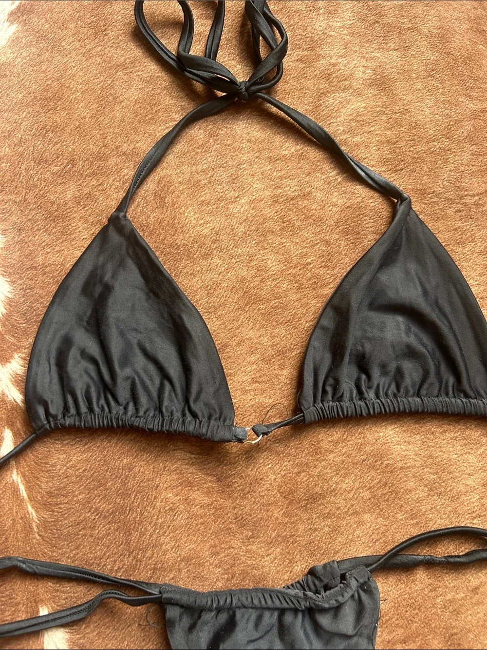 Frankie's Bikinis Black Strappy Triangle Bikini Top